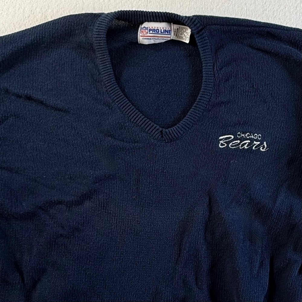 Chicago Bears NFL Pro Line Sweater Men's Medium Navy Blue Cliff Engle Vintage